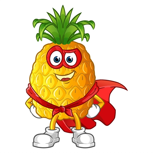 Superhero Pineapple Classroom Fruit Transparent Sticker